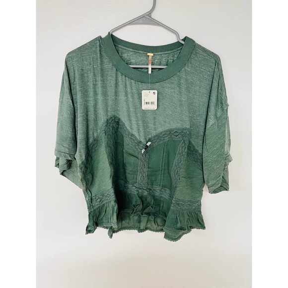 Free People Fall in Love Tee Washed Army - Picture 2 of 8